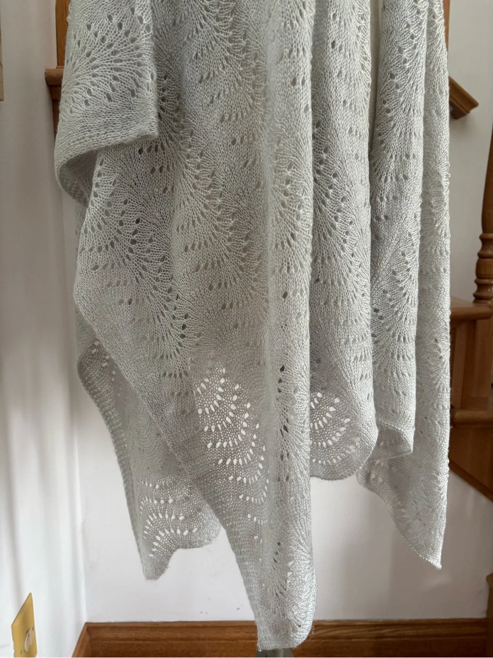 Lauren Conrad Soft Grey Crochet Knit Open Shawl